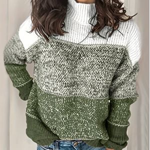 2025 Gestreepte Dames Trui Winter Lange Mouwen Warme Top Basic Elegante Casual Oversized Losse Pasvorm Seizoenshotte Item