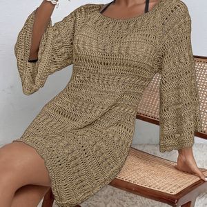 Lente- en zomervakantie boot hals mouwloze uitgehold zonbescherming strandjurk