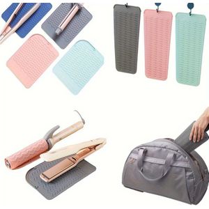 3- Set Siliconen Hittebestendige Reismat, Mat Hoesje, Reis Haarkruller Antislip Mat voor Krultangen, Haarstijltang, Platte Strijkijzers en Andere Hete Haargereedschappen