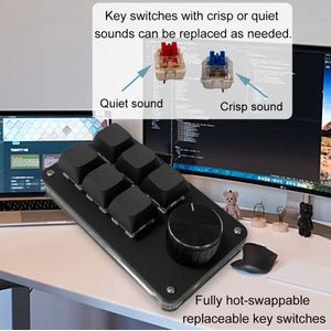 6-Toetsen 1 RGB Glow Mechanisch Toetsenbord, Snelle Bediening, Macro Opname Programmeerbaar PS Clip Single-Hand Toetsenbord, Geschikt voor Kantoor en Gaming