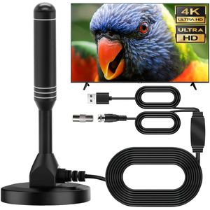 Nieuwste HD-tv-antenne - 600 mijl bereik digitale tv-antenne met 4K & 1080P ondersteuning, slimme binnen-tv-antenne met signaalversterker & magnetische basis/10 voet coaxkabel
