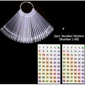 50 Stuks Nagelstaal Sticks met Ring - Nagelkunst Oefenmonsters, Nagelkleur Display voor Gel Polish, Inclusief Waterdichte Nummer Stickers Labels, Geurloos