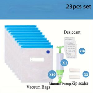 23/43pcs Filament Storage Bags Vacuum Kit,10/20pcs 3d Printer Filament Sealed Bags Desiccants/seal Clip/hand Pump, 11.8 * 13.4in Fit Most 0.25/0.5/1kg 3d Printer Filament Spools