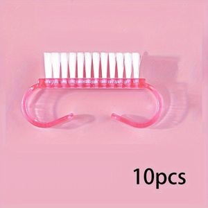 10-delige Set Zachte Roze Nagelborstels - Zachte Reiniging & Stofverwijdering voor UV Gel en Poeder, Handvat met Witte Borstelharen, Ideaal voor Manicure Gereedschap, Nagelkunst Borstels