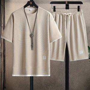 Herenset met Trendy Ronde Hals T-Shirt en Ademende Casual Sportkleding voor de Zomer