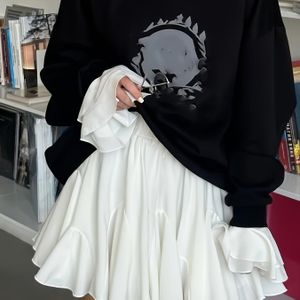 Stijlvolle Dames Hoge Taille Geplooide Rok - Asymmetrische Zoom, Wit Polyester, Machinewasbaar, Mode Rok voor Vrouwen, Veelzijdige Mode| Zoom|Polyester Stof