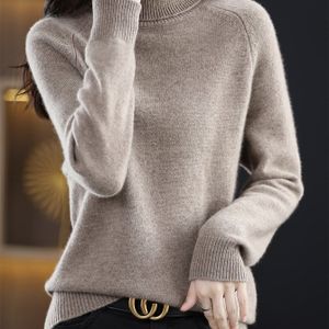 Solid Turtle Neck Sweater, Elegant Long Raglan Sleeve Essential Sweater For Fall & Winter, Women's Clothing