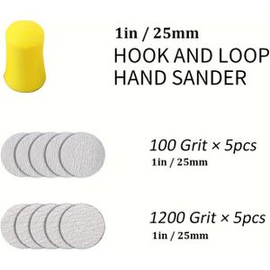 Round Hook And Loop Sanding Block 1in/3in Hand Sander Kit For Concrete Terrazzo Polishing With 10pcs Replacement Sandpapers