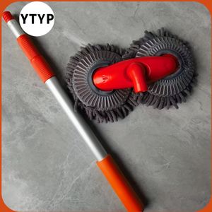 Lange Steel Auto Wasborstel Mop Set met Chenille Dubbele Borstelkoppen - Ergonomisch Ontwerp, Duurzame Microfiber Spons & Doek voor Efficiënte Reiniging van Auto's