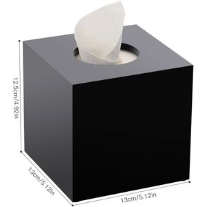 Sanrui Elegante Zwarte Gematteerde Acryl Vierkante Tissue Doos - Gepolijste Afwerking, Duurzaam Materiaal - Ideaal voor Badkamer, Woonkamer, Slaapkamer Decor, Badkamer Decor, SANRUI