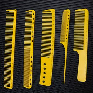 Set van professionele kapperskammen met meetmarkeringen: Bevat een puntkam, haarborstel, knipkam en geleidekam - Geschikt voor normale haartypes