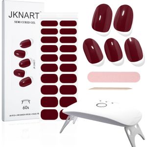 20-Vinger Droge Roze Kleur Nagelset, Half-gehard Gel Nagelstickers, 1 Doos, 1 LED Hoge Kracht Nagellamp, Ideaal voor Feesten en Geschenken, Nagel Gel Stickers, Volledige , Zacht voor Nagels