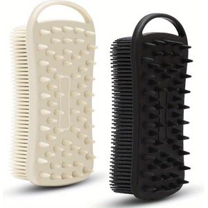 2-Pack Silicone Body Scrubber en Shampoo Borstel, 2-in-1 Zacht Exfoliërende Loofah, Douche Scalp Massager, Gemakkelijk te Reinigen, Geurloos, Geen Batterij Nodig