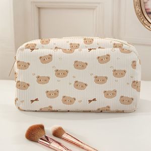 Kleine Beer Gedrukte Make-up Tas, Draagbare Make-up Tas, Geschikt voor Badkamer/Reizen, Make-up Opbergtas Geschikt voor Mannen/Vrouwen