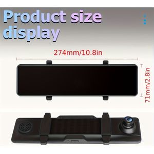 WiFi GPS Auto Dashcam Voor- en Achterkamera 11,26'' IPS Touchscreen//Loopopname/24Uur Parkeermonitoring, Voorste Camera 4K & Achtercamera 1080P