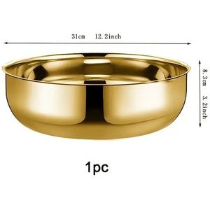 1pc Handmade Golden Stainless Steel Large Mixing Bowl - Deep And Wide, Essential Kitchen Tool For , Serving Noodles, Washing Vegetables, And Making Soup, Elegant Cookware | Stainless Steel Bowl