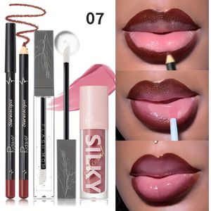 Driedelige Lipglossset - Waterdichte Langhoudende Lippenstift, Zijdezachte Matte Lipolie, Effect, Geschikt voor Alle Lichtbeige Tinten