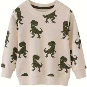 Jongens Casual Lange Mouwen Sweatshirt - Print, Ronde Hals, Comfortabele Herfst Winter Top, Pasvorm, Licht Rekbaar Stof, Perfect voor Buitenspelen, Speelse Kinderkleding, Duurzame Kinderkleding