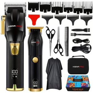 Draadloze Haartrimmer, Professionele Elektrische Haartrimmer Set, Heren Baardtrimmer Scheerapparaat, USB Oplaadbare Haartrimmer Kit, Cadeauset, Vaderdagcadeau