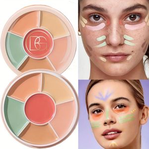 6 Kleuren Correctie Concealer Contour Make-up Palet, Crème Concealer Contourpalet voor Donkere Kringen en Roodheid, Highlightende Langdurige Vloeibare Foundation