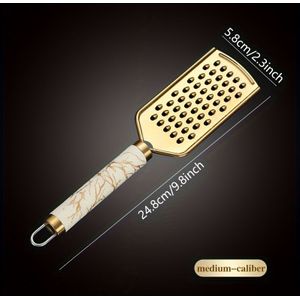 3/1pc Grater Stainless Steel Household Kitchen Grater Onion Ginger Melon Fruit Vegetable Cheese Grater Handle Held Without Hurting Hands, Golden Appearance, Luxury