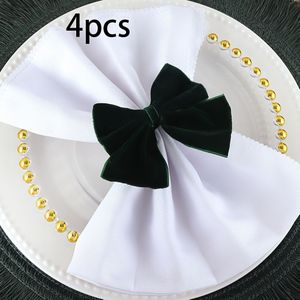 1/2/4 stuks, Kerst Strik Servetringen, Geschikt voor Kerst Tafeldecoratie Servetringen, Kerst Strik Servet Sluitingen, Kant Strik Servethouders, Kerstfeest Servetringen