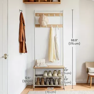 URBNLIVING Houten kapstok met 3 niveaus en schoenenopbergstandaard met