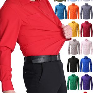 Formeel herenoverhemd met lange mouwen en borstzak in kleur, slim fit herenoverhemd met knopen voor lente, herfst, zakelijke gelegenheden