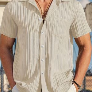 Casual Herenoverhemd met Korte Mouwen - Klassieke Kraag, Kleur Niet-Rekbare Stof, Machinewasbaar, Geschikt voor Alle Seizoenen en Evenementen