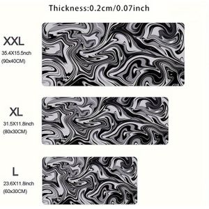 Black And White Topographic Map Seamless Large Mouse Pad Office Computer Gaming Accessories Rubber Lock Edge Keyboard Mat Mousepad Laptop Non Slip Gamer Cabinet Desk Mat