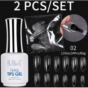 AWStorG1/2 stuks 15ml 3-in-1 Nagelpuntgel voor Nepnagels, Verlengbare Press-On Nails, Langhoudende Soak Off Gel Nagellak