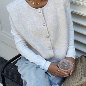 Kleur Mouwloze Ronde Hals Vest - Veelzijdige Dames Top voor Alle Seizoenen, Te als Cardigan Schort