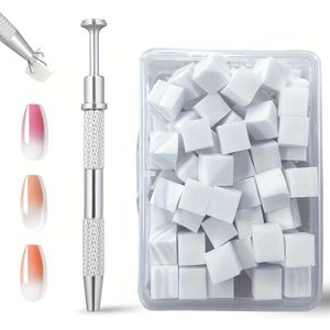 100pcs Ombre Nail Art Kit: Soft Sponges, Professional Brush & Grabbing Pen - Odorless Manicure Tools For Diy Acrylic Nails