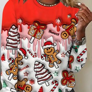 2024 Lente-Herfst Casual Ronde Hals Losse Pasvorm Lange Mouw Gedrukte Top - Comfortabele en Stijlvolle Dames T-Shirt voor Casual Kleding en Thuisgebruik