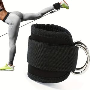 2pcs Adjustable Breathable Ankle Straps For Resistance Bands - Durable Polyester Fitness Foot Rings In Black - Ideal For Taekwondo, Leg Strength Training, Hip Workouts, And Leg Exercises
