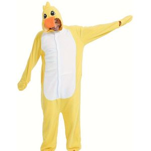 Feestelijke kerst-eendprint voor heren, pyjama-jumpsuit met vleermuismouwen en capuchon - gezellige nachtkleding met lange mouwen en schattige knopen, Halloween-kostuum, kerstfeestoutfit