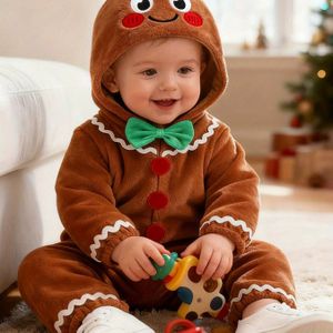 Schattige Cartoon Romper met Capuchon voor Baby Jongens en Meisjes | Warme Fleece Jumpsuit met Leuke Decoraties, Ideaal voor Dagelijkse Uitjes en Vakanties, Geschikt voor Leeftijden 1-2 Jaar