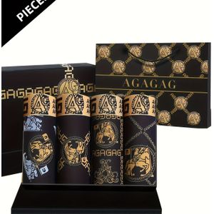 4 stuks Heren Luxe Zwarte en Gouden Print Boxer Briefs - Zacht, Ademend, Stretchy Sport Shorts met Elastische Tailleband voor Dagelijks Casual Draag