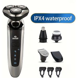 Oplaadbare Elektrische Scheerapparaat voor Heren Set, Uitgerust met - en Bakkebaardtrimmer en Gezichtsreinigingsborstel, Bereik een Gladde en Schone Scheerbeurt