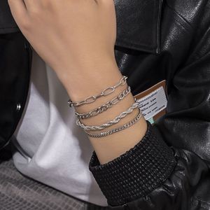 4pcs Men's Fashionable And Hollow Chain Bracelets
