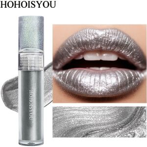 HOHOISYOU Metallic Lipgloss, Langdurige Waterproof Matte Vloeibare Eyeliner, 3.5ml Zilveren Glans voor Alle Seizoenen - Perfecte Feest- & Festivalmake-up