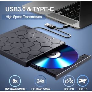 VVIA 1 stuk Ultradunne Draagbare Externe DVD-speler voor Laptop, Extern Schijfstation Compatibel met Laptop en Desktop Mac, /10/8/7 , Speler en Brandapparaat voor CD/VCD/DVD