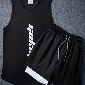 Herensportvest en 2-in-1 Shorts Set, Ideaal voor Zomersporten en Buitenactiviteiten