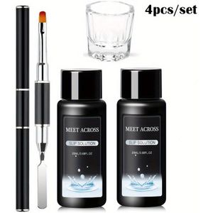 Functionele Slipoplossing voor Poly Gel, Nagelreiniger met Dubbelzijdige Borstelset voor Gladde, Poly Gel Slipoplossing voor Nagelverlenging