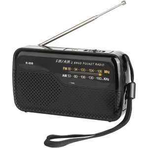 Draagbare AM FM Radio met Externe Antenne, Beste Ontvangst, Werkt op Batterijen (2 AA), Ideaal voor Senioren, Thuisgebruik - R-898