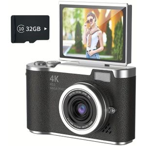 Ourlife Flip Screen Digital Camera 4k Hd Video 16mp 8x Zoom With 32gb Card, Flash & Auto Focus - Beginner-friendly Vlogging Camera For Travel, Christmas Gifts (multiple Colors)