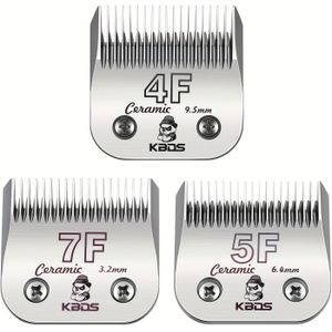 Kbds Size 7f/5f/4fdetachable Pet Dog Grooming Clipper Ceramic Blades Set,compatible With ,, A5,laube, Km10 Series Clippers,cut Length 1/8"(3.2mm) To 1/2"(9.5mm),3pcs