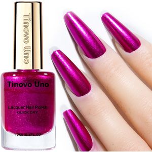 Tinovo Uno Glanzende Metallic Nagellak - Sneldrogende Schitterende Roze & Paarse Glitter, Alcoholvrije Formule, Langdurige Glans voor Feestjes, Dates