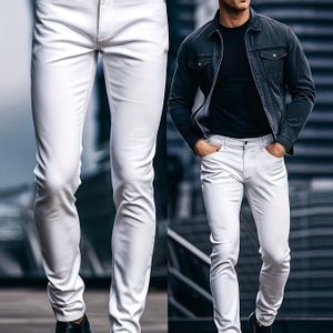 Klassieke Witte Jeans voor Heren - Slim Fit, Stretch Denim met & Duurzaamheid, Ideaal voor Alle Seizoenen - Casual met Zakken