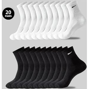 20/10/5 Paar Unisex Comfortabele Ademende Kniekousen, Wit en Zwart voor Dagelijks en Buitengebruik